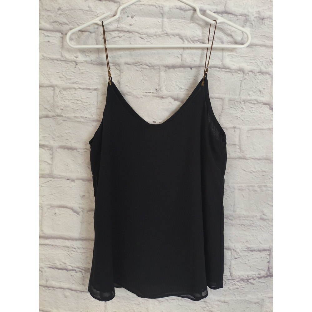Sweet‎ Journey Black Tank Top Metal Hook & Straps Size S Flowy Rock Steam Punk